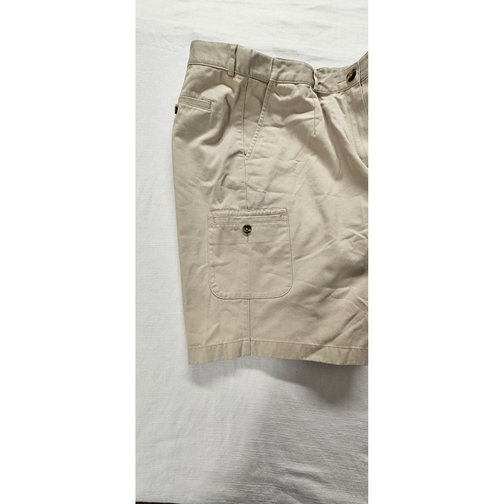Womens Khaki Tan Cotton Twill Cargo Shorts High Rise Multi Pocket Size 14 - Picture 6 of 7